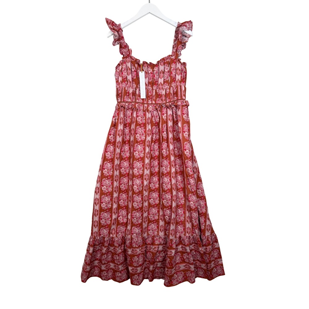 New House of Harlow 1960 Maxi Dress Medium Pink Floral Linen Blend NWT
